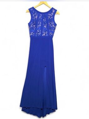Morgan & Co. Royal Blue Sleeveless Lace-Back Maxi Dress